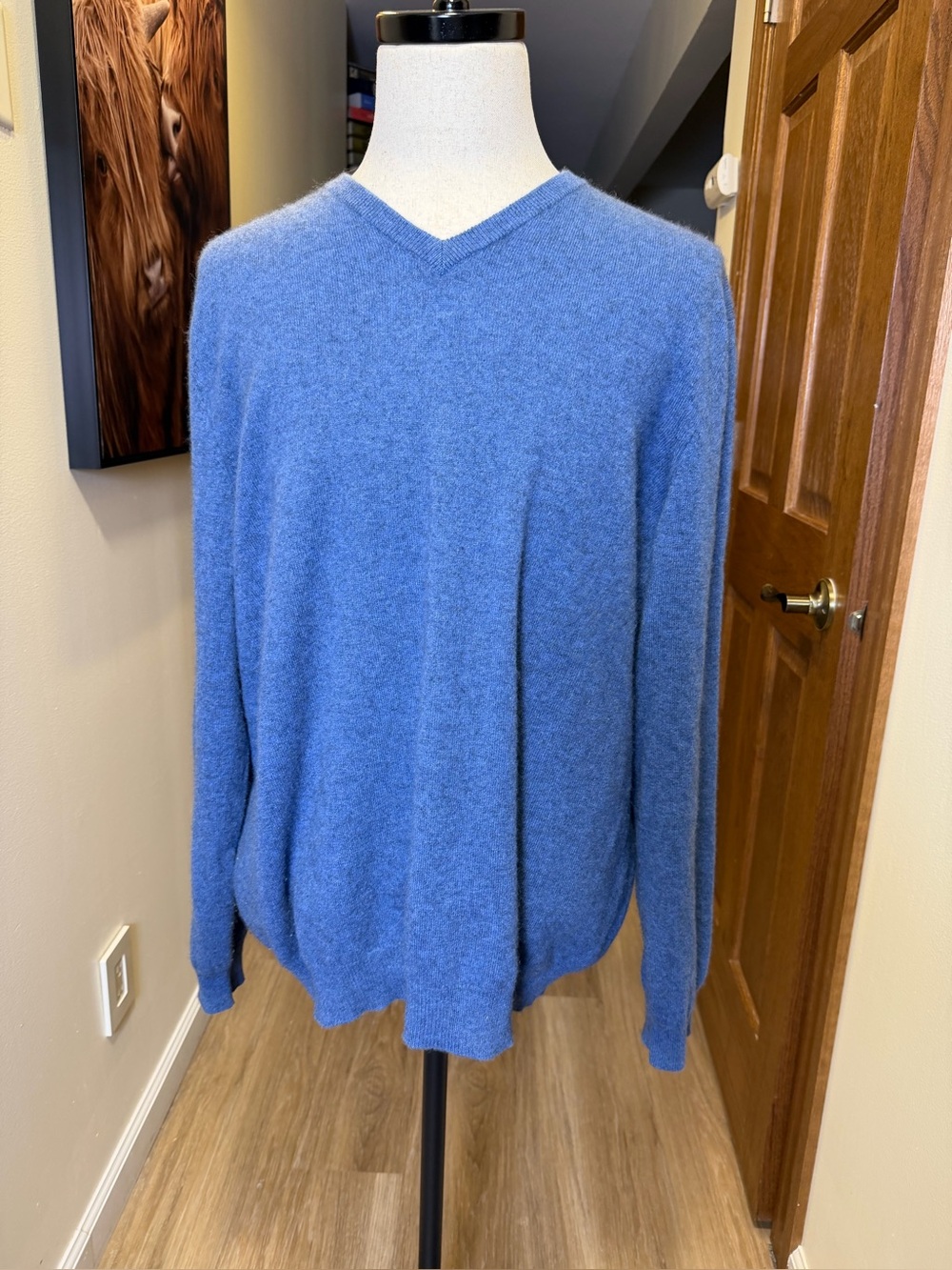 New Club Room 100% Cashmere Blue V Neck Sweater Men’s XXL